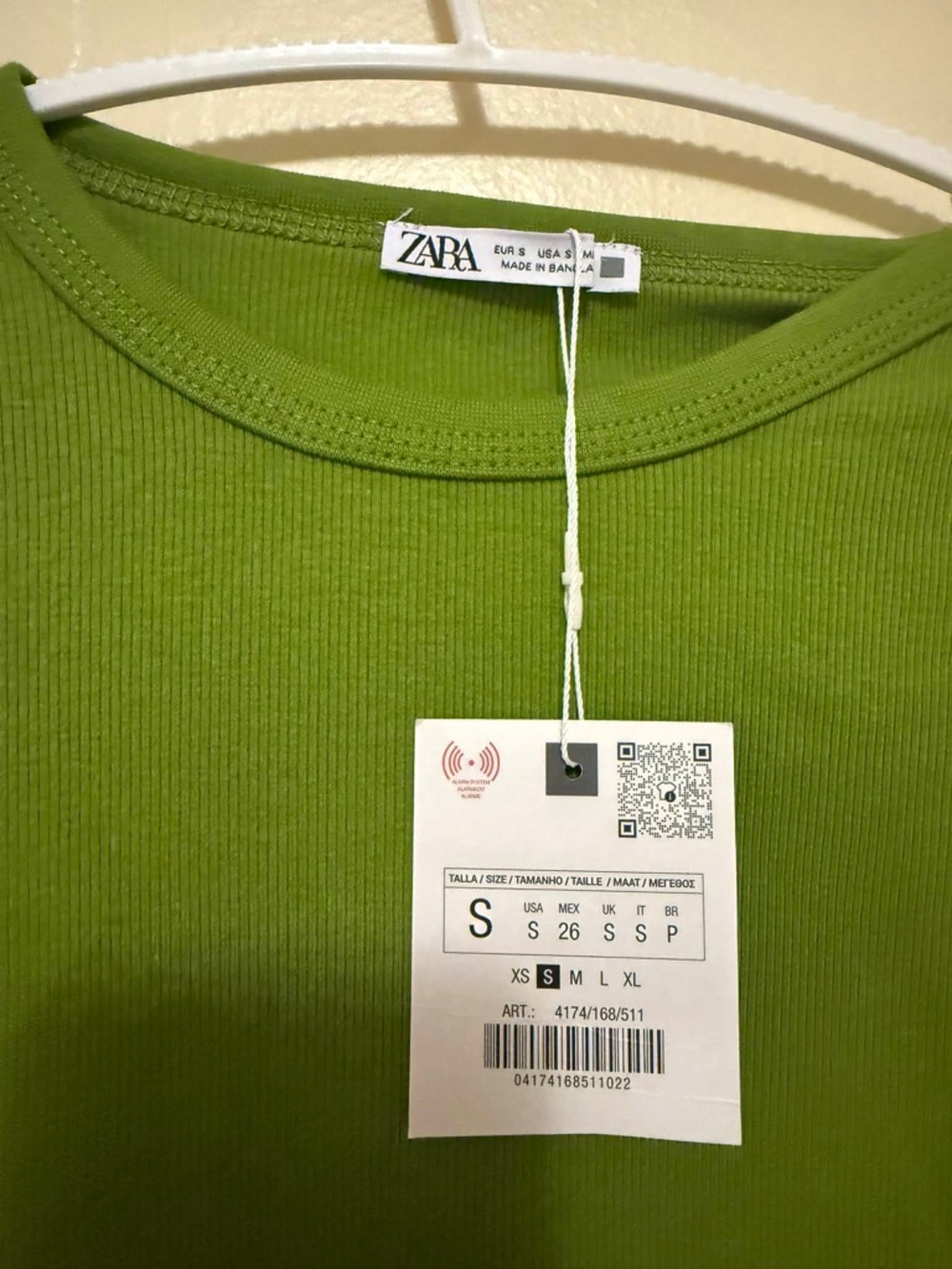 Zara Green Short Sleeve Ribbed Tee - Picture 2 of 5